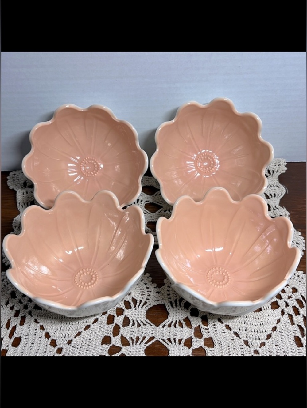 Vintage Anchor Hocking Moderntone Platonite Peach Sauce Bowls Set of 4